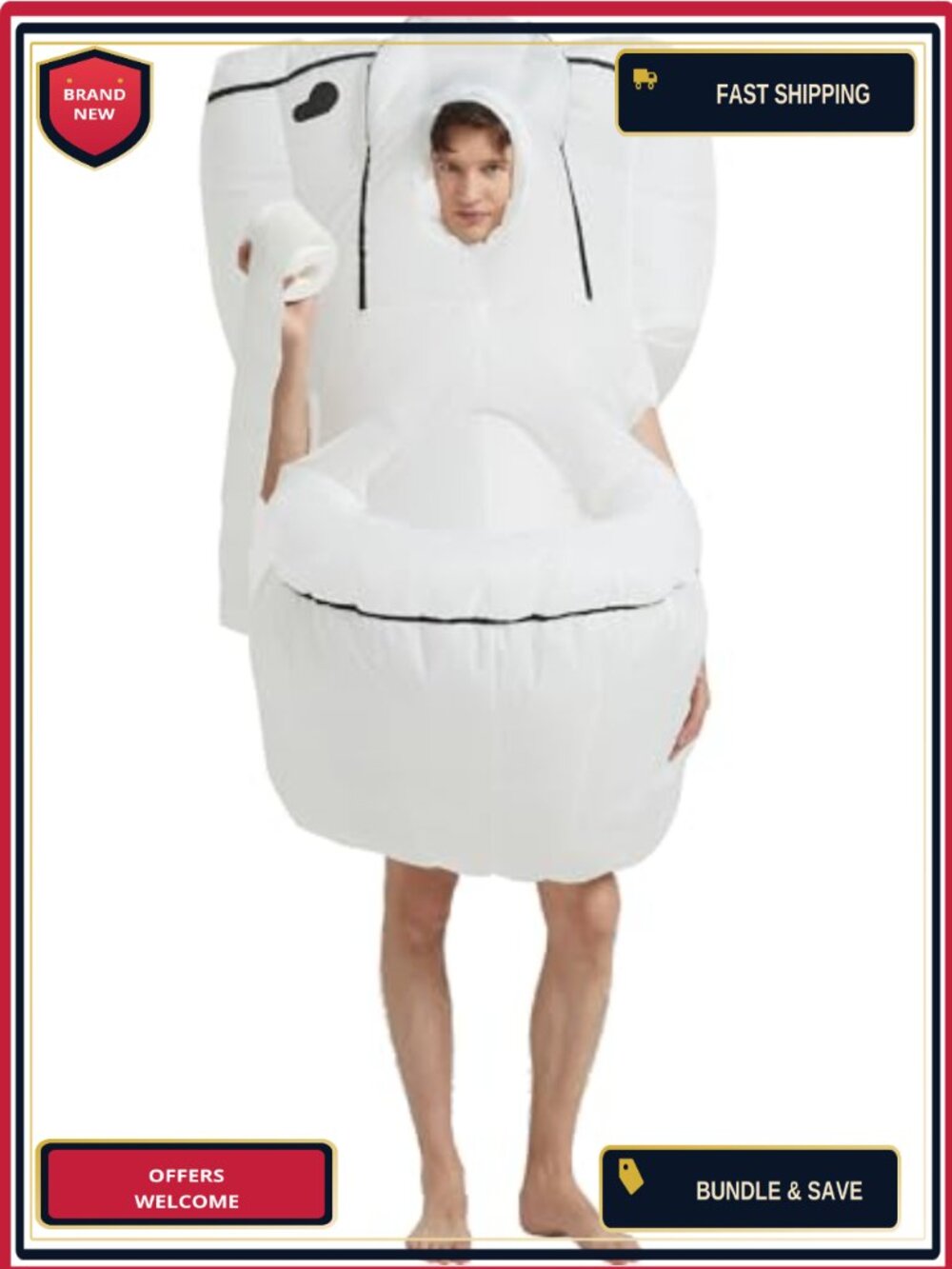 Inflatable Toilet Costume Adult Blow Up Full Body Suit Halloween Cosplay